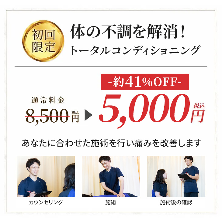 初回の方限定!体の不調を解消するキャンペーン中